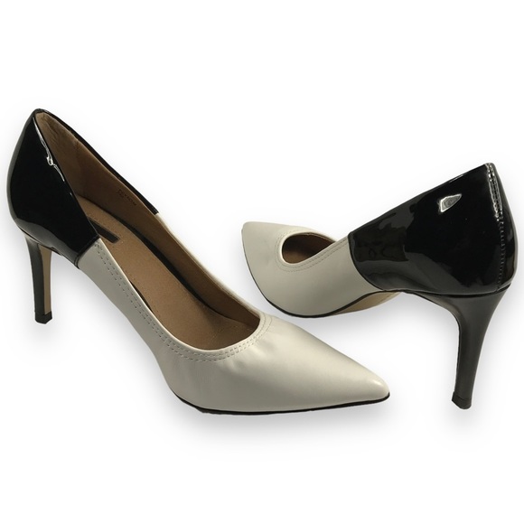 Tahari Shoes - Tahari Peyton Womens Two Tone Leather Pointed Toe Stiletto Pump Black White Sz 7